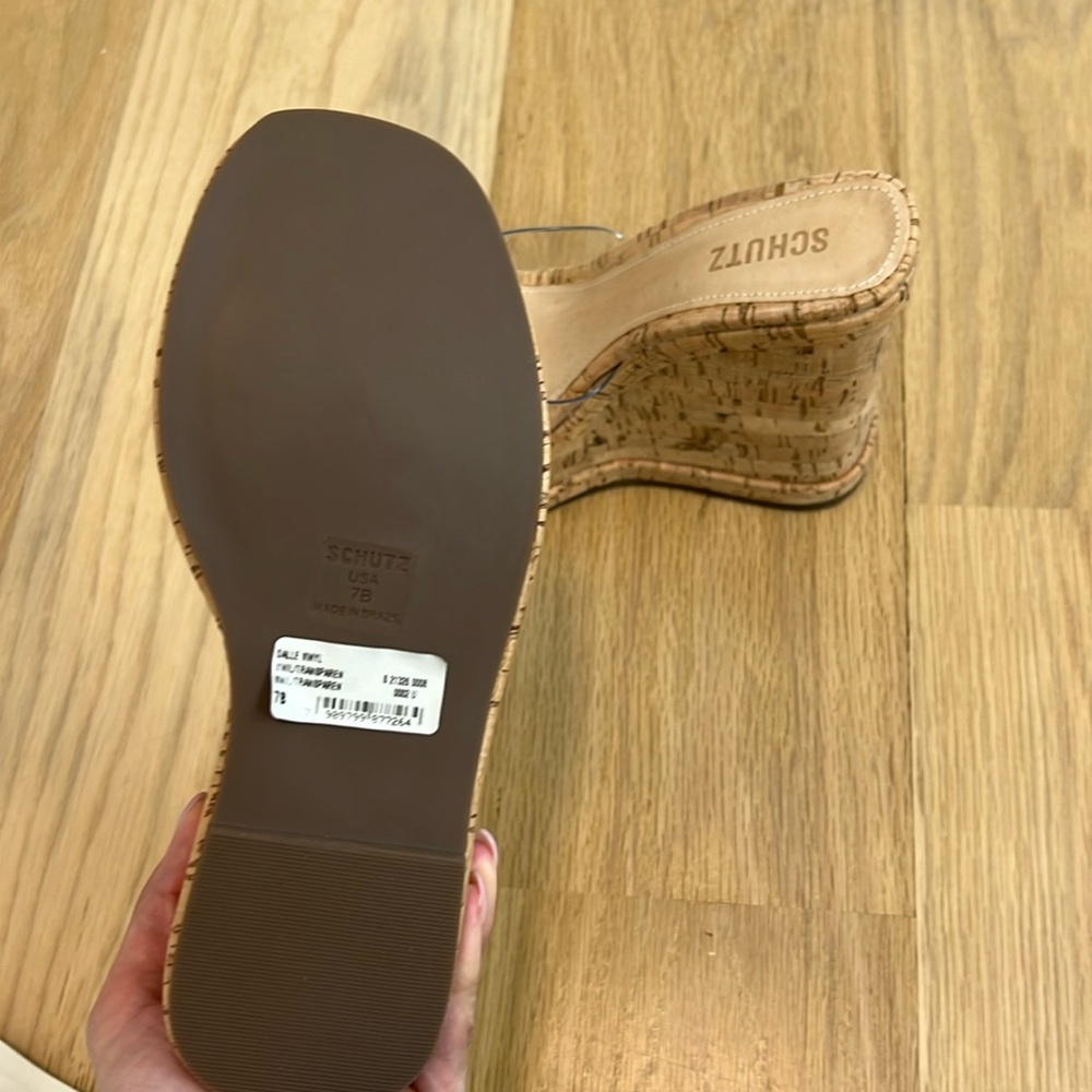Schutz clear platform cork heel never worn in box